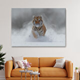 Harita Sepeti Karda Koşan Yavru Kaplan Dekoratif Kanvas Tablo 1135