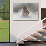 Harita Sepeti Karda Koşan Yavru Kaplan Dekoratif Kanvas Tablo 1135