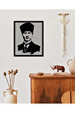Artroya Atatürk Temsili Metal Duvar Tablosu - Ev Duvar Dekorasyonu - 70 x 70 cm -Siyah - ATA-031