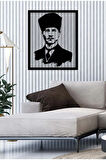 Artroya Atatürk Temsili Metal Duvar Tablosu - Ev Duvar Dekorasyonu - 70 x 70 cm -Siyah - ATA-031