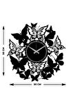 Artroya Butterfly Metal Duvar Saati   -Ev Ofis  - 50 x 50 - cm - Siyah - CLOCK-232