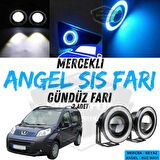 Peugeot Bipper 2008-2022 Uyumlu Üniversal Mercekli Angel Sis Farı Metal Su Geçirmez 76 mm Buz Mavi Halkalı Gündüz Farı Angel Eyes 2 Adet