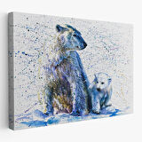 Harita Sepeti Kutup Ayısı ve Yavrusu Dekoratif Kanvas Tablo 1139