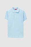 Regular Fit Açık Mavi Pike Dokulu %100 Pamuk Kıvrılmaz Polo Yaka Nakışlı T-shirt 4HC14ORT51000