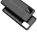 Smcase Samsung Galaxy A71 Kılıf Deri Dokulu Silikon  Nano Ekran Koruyucu