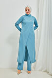 Tesettür Tunik Pantolon Takım BRC8075 Mavi