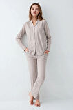 Kadın Giyim %100 Pamuklu Gömlek Pijama Takımı L1.AR.342.6.001