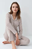 Kadın Giyim %100 Pamuklu Gömlek Pijama Takımı L1.AR.342.6.001