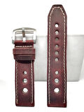 Tissot & Fossil & Panaray  Uyumlu Crayz Hakiki  Deri  24 mm  bordo