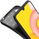 Smcase Samsung Galaxy A01 Kılıf Negro Karbon Silikon  Tam Kapatan Ekran Koruyucu