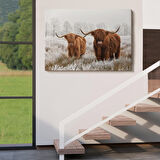 Harita Sepeti İskoçya Sığırları Dekoratif Kanvas Tablo 1150