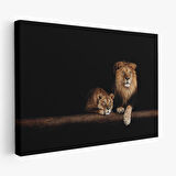 Harita Sepeti Aslanlar Dekoratif Kanvas Tablo 1151