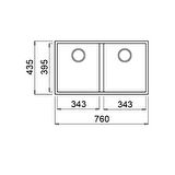 SQUARE 2B 760 TG Çift Hazneli Tezgahaltı Tegranite Eviye 115260028