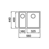 SQUARE 560 TG Çift Hazneli Tezgahaltı Tegranite Eviye 115260030