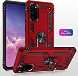 Smcase Samsung Galaxy S20 Kılıf Vega Yüzüklü Standlı Tank Kapak