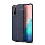 Smcase Samsung Galaxy S20 Plus Kılıf Deri Dokulu Silikon  Tam Kapatan Ekran Koruyucu