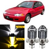 Honda Civic 1991-1995 Uyumlu Mercekli Far Ampulü Led Xenon Çift Renk Sarı-Beyaz Far Şimşek Etkili CSP Led Lamba Uzun Kısa 2 Adet Takım