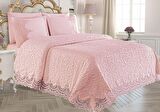 Royal Home Ebru Çift Kişilik Emboss Battaniye Pudra 230 x 250 cm Set