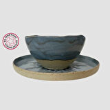 Uretti - Tuğçe 7295 - El Yapımı Stonware Tabak ve Kase İkili Set