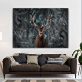 Harita Sepeti Geyik Dekoratif Kanvas Tablo 1164