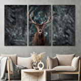 Harita Sepeti Geyik Dekoratif Kanvas Tablo 1164