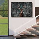 Harita Sepeti Geyik Dekoratif Kanvas Tablo 1164