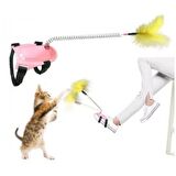 3B Trend Tüylü Kedi Ayak Oltası Kedi Oyuncağı Ele Ayağa Takılan Yaylı Olta Oyuncak 40 Cm