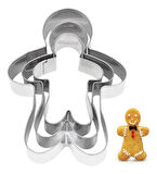 3B Trend 3 Parça Paslanmaz Metal Kurabiye Kalıbı Ginger Man Adam Kalıbı İnsan Kalıbı