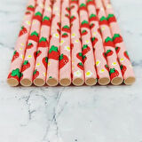 3B Trend Kağıt Pipet Çilek Desenli 25'li