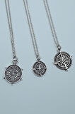 3'lü Pusula Gümüş Kaplama Gümüş Kaplama Kolye Seti