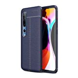 Smcase Xiaomi Mi 10 Pro Kılıf Deri Dokulu Silikon  Tam Kapatan Cam