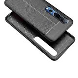 Smcase Xiaomi Mi 10 Pro Kılıf Deri Dokulu Silikon  Tam Kapatan Cam