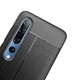 Smcase Xiaomi Mi 10 Pro Kılıf Deri Dokulu Silikon  Tam Kapatan Cam