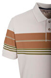 Erkek Polo Yaka Tişört Bej %100 Pamuk Slim Fit Ribanalı Kol Çizgili T-shirt NCS JEANS 1167