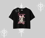 Serene Beauty Kedi Baskılı  Oversize Crop Tshirt