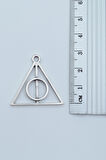 2'li Harry Potter Ölüm Yadigarları Üçgen - Antik Çubuk Gümüş Kaplama Kolye Seti