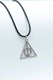 Harry Potter Ölüm Yadigarları Üçgen Kolye Deri İp Kolye Gümüş Kaplama Erkek Kadın Kolye