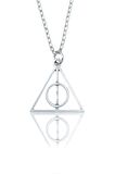 Harry Potter Ölüm Yadigarları Üçgen Erkek Kadın Kolye Antik Gümüş Kaplama - 60 cm Düz Zincir