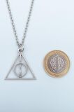 Harry Potter Ölüm Yadigarları Üçgen Erkek Kadın Kolye Antik Gümüş Kaplama - 60 cm Düz Zincir