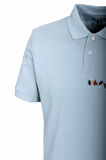 Erkek Polo Yaka Tişört Mavi %100 Pamuk Slim Fit Ribanalı Kol Nakışlı T-shirt NCS JEANS 1169
