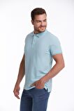 Açık Mavi Regular Fit %100 Pamuk Polo Yaka Tişört | M