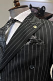 Guild Estergon Slim Fit Siyah Kruvaze Takım Elbise