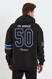 Erkek Baskılı Kapşonlu Üç Iplik Oversize Sweatshirt - Siyah