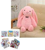 Uyku Arkadaşım PAPYONLU Uzun Kulak 65 cm Peluş Tavşan ve Eğitici Eğlenceli Etkinlik SETİ