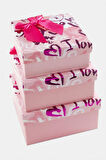 3'lü Love Yazılı Kalp Hediye Kutusu