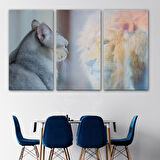 Harita Sepeti Kendini Aslan Gören Kedi Dekoratif Kanvas Tablo 1175