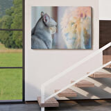 Harita Sepeti Kendini Aslan Gören Kedi Dekoratif Kanvas Tablo 1175