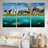 Harita Sepeti Hayvanlar Alemi Dekoratif Kanvas Tablo 1177