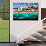 Harita Sepeti Hayvanlar Alemi Dekoratif Kanvas Tablo 1177