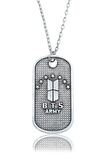 BTS Army Künye Erkek Kadın Kolye Antik Gümüş Kaplama - 60 cm Düz Zincir